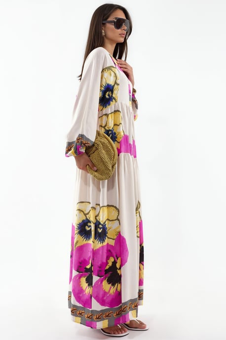 Patterned V-Neck Maxi Dress - Image 2