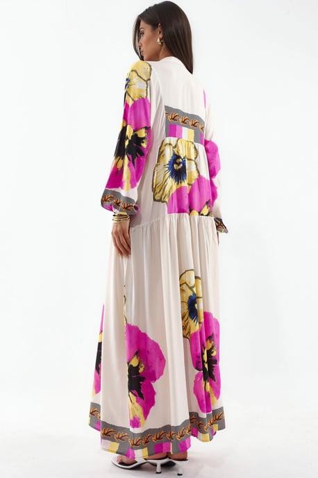 Patterned V-Neck Maxi Dress - Image 3