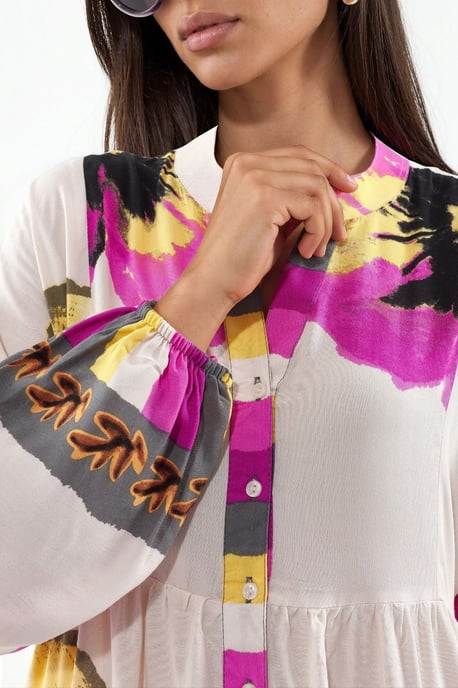 Patterned V-Neck Maxi Dress - Image 4