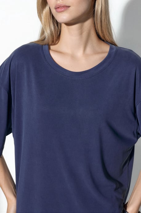 T-shirt met korte mouwen en slitsdetails op de ronde hals - Image 4