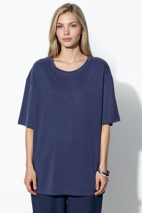 T-shirt met korte mouwen en slitsdetails op de ronde hals - Image 5