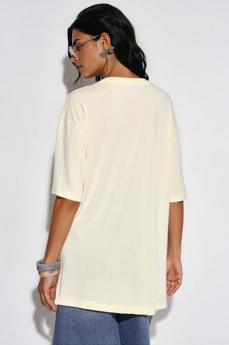 T-shirt met korte mouwen en slitsdetails op de ronde hals - Image 3