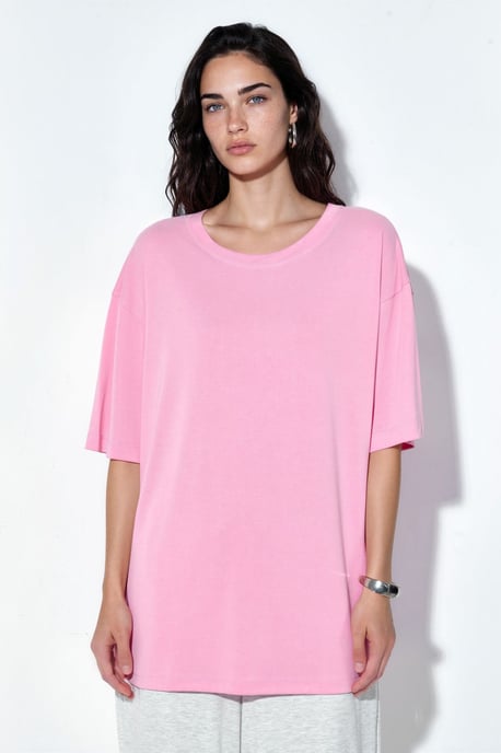T-shirt met korte mouwen en slitsdetails op de ronde hals - Image 5