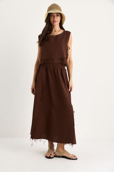 Textuur Blouse & Rok Muslin Stof Twee-Delige Set - Image 2