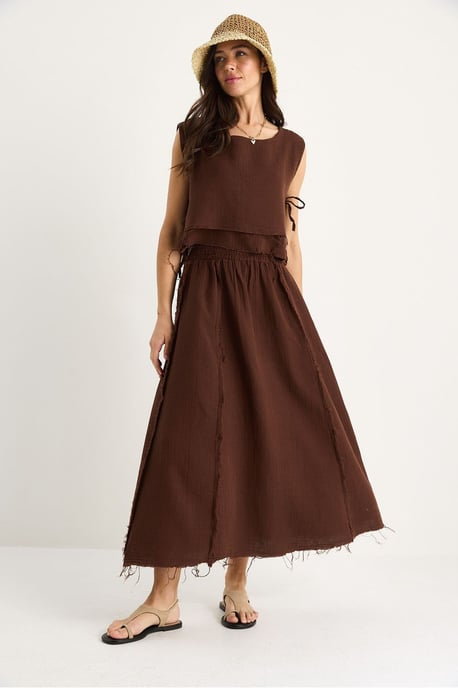Textuur Blouse & Rok Muslin Stof Twee-Delige Set - Image 3