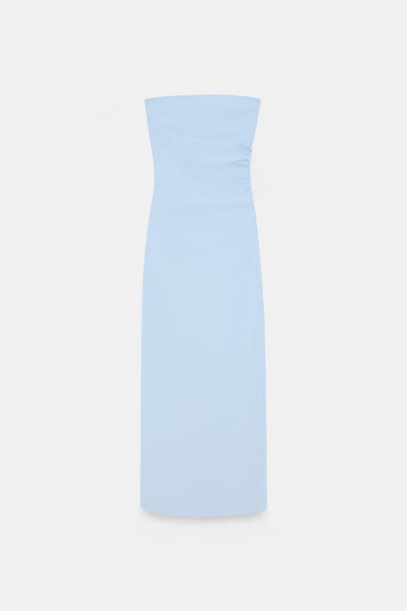 Strapless Bodycon Midi Dress With Slit - Image 5