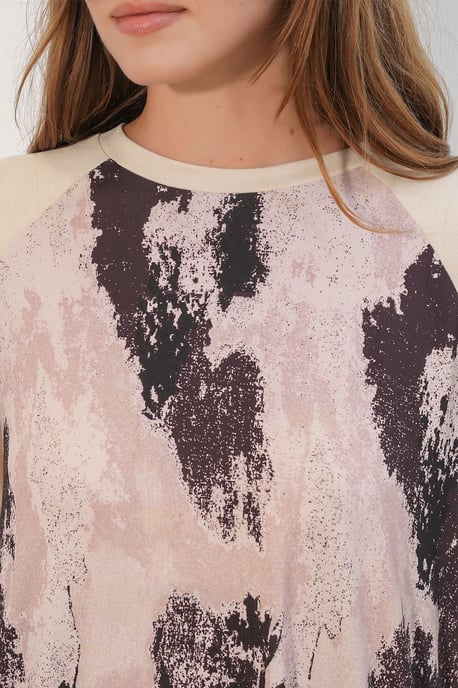 Oversize Abstract Print Crew Neck Tunic & Pants Set - Image 5