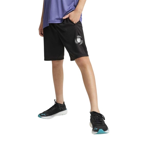 Puma Shorts för barn med aktivt grafiskt tryck och resår i midjan (Puma Black) - Image 3