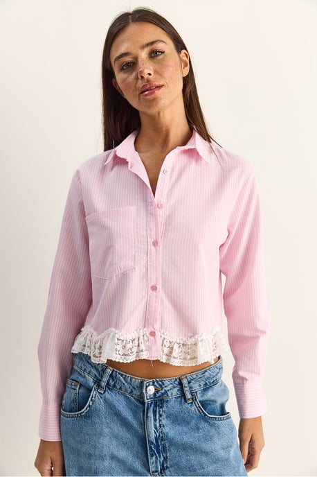 Striped Crop Button-Front Shirt - Image 5