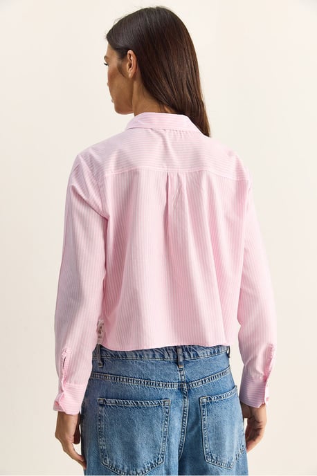 Striped Crop Button-Front Shirt - Image 6