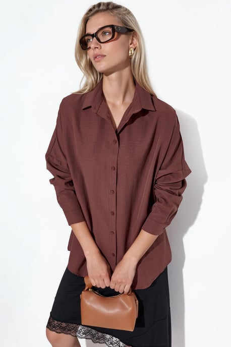 Oversized Lange Mouwen Poplin Shirt - Image 1