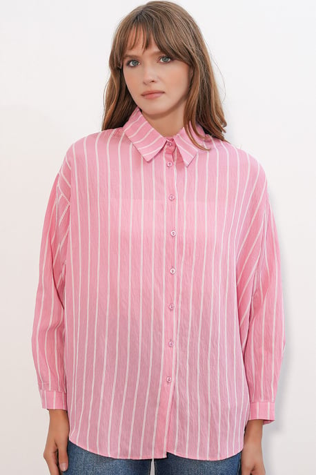 Gestreepte Oversized Blouse met Knopsluiting - Image 3