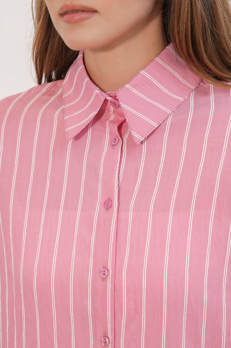 Gestreepte Oversized Blouse met Knopsluiting - Image 6