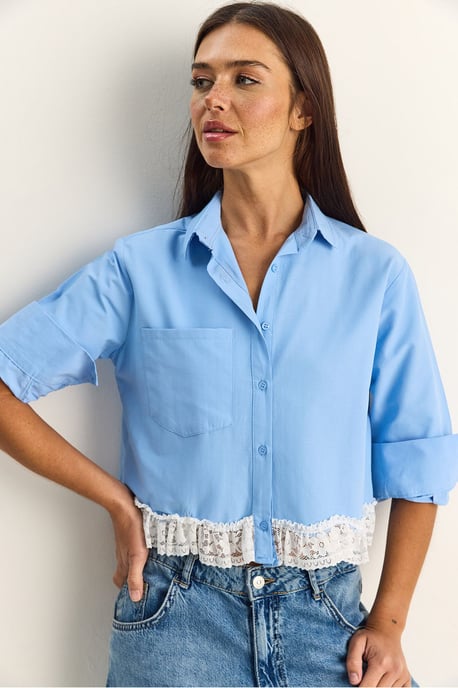 Women’s Cropped Poplin Shirt - Image 2