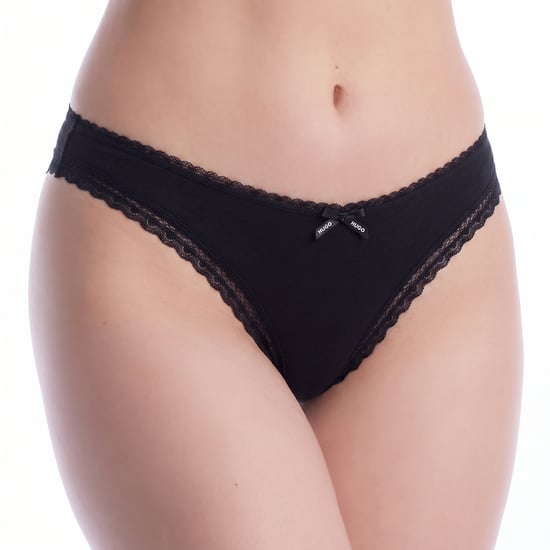 Women's Microfiber Thong with Lace 50545732 - Image 1