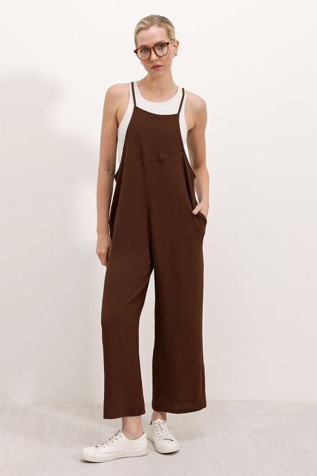 Ontspannen Fit Brede Pantalon Jumpsuit met Vierkante Kraag - Image 1