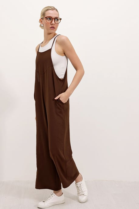 Ontspannen Fit Brede Pantalon Jumpsuit met Vierkante Kraag - Image 2