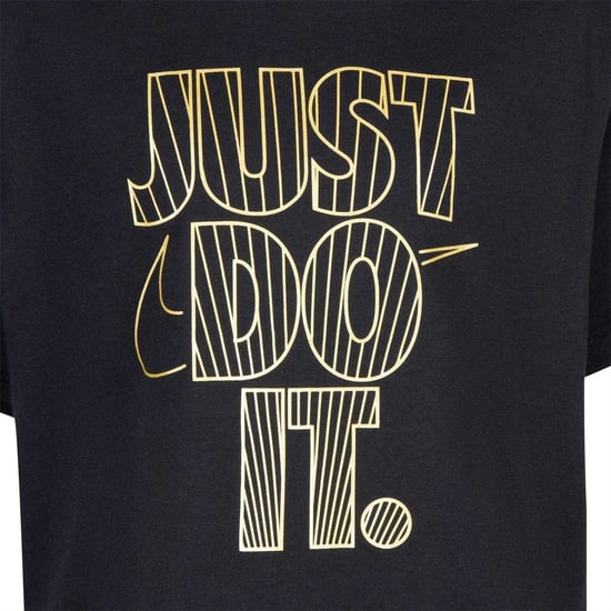 Nike Meisjes Just Do It Metallic Cropped Boxy T-Shirt (Zwart) - Image 3