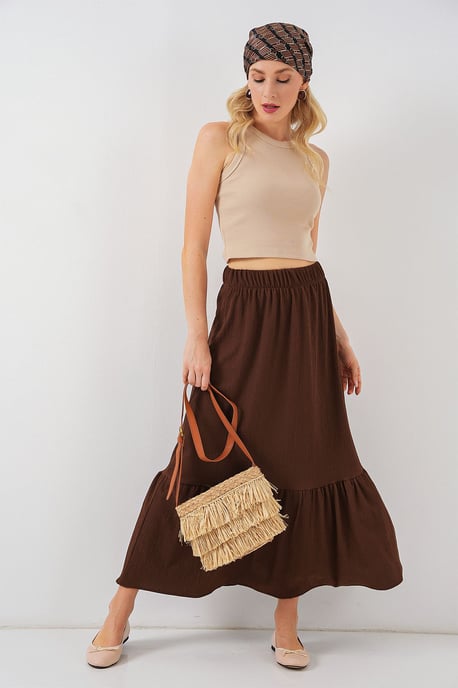 Gestructureerde Maxi Breirok met Elastische Taille - Image 2