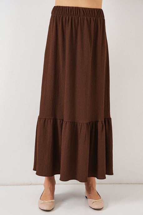 Gestructureerde Maxi Breirok met Elastische Taille - Image 3