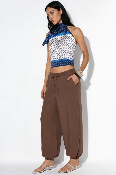 Women's Textured Polyester Jogger Pants - Image 2