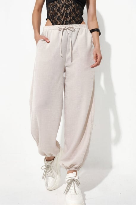 Women's Textured Polyester Jogger Pants - Image 1