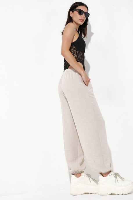 Women's Textured Polyester Jogger Pants - Image 2