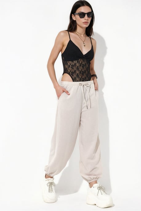 Women's Textured Polyester Jogger Pants - Image 4