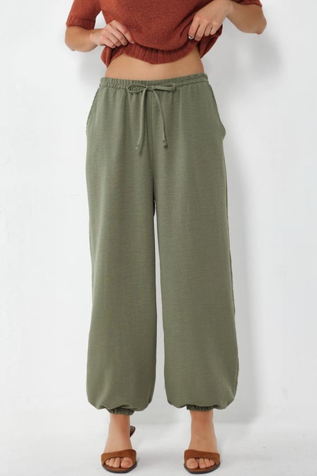 Women's Textured Polyester Jogger Pants - Image 1
