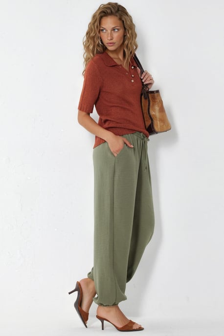 Women's Textured Polyester Jogger Pants - Image 2