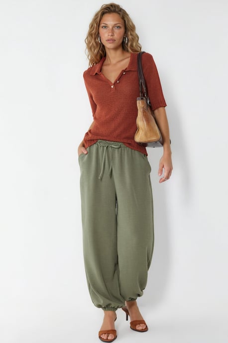 Women's Textured Polyester Jogger Pants - Image 4