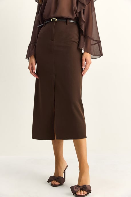 High-Waist Midi Pencil Skirt With Slit - Image 5