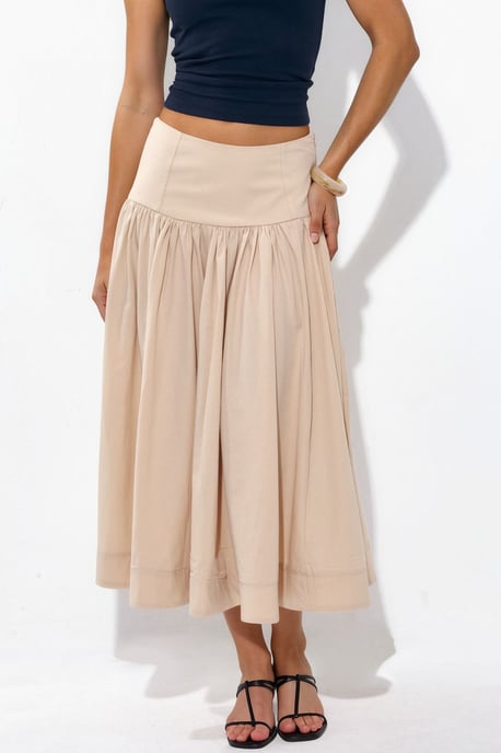 High-Waist A-Line Midi Skirt - Image 1