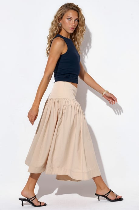 High-Waist A-Line Midi Skirt - Image 2