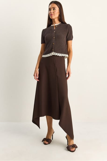 Midi A-line Skirt With Button Closure - Image 1
