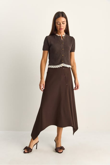 Midi A-line Skirt With Button Closure - Image 3