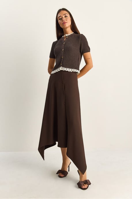 Midi A-line Skirt With Button Closure - Image 4