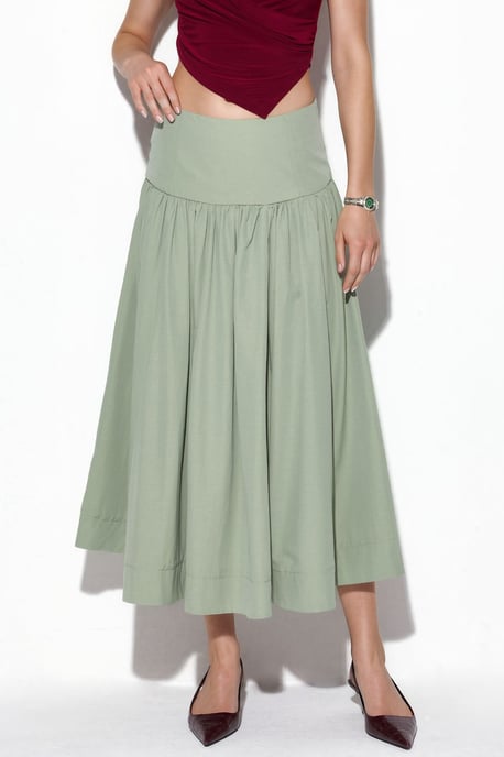 High-Waist A-Line Midi Skirt - Image 1