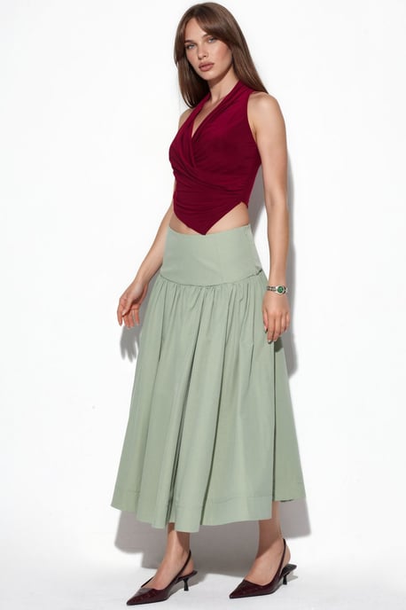 High-Waist A-Line Midi Skirt - Image 2
