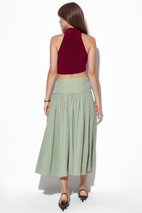 High-Waist A-Line Midi Skirt - Image 3