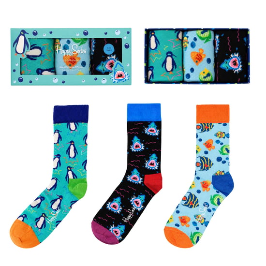 Happy Socks 3-Pack Multicolour Fish Penguin & Shark - Image 1