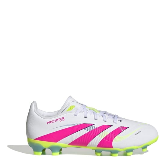 Boys adidas Predator Lace-Up Low Top Sneakers in White/Lucidpink - Image 1