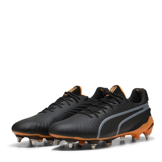 Men's Puma King .1 Soft Ground Football Boots in Black/Orange - Image 1