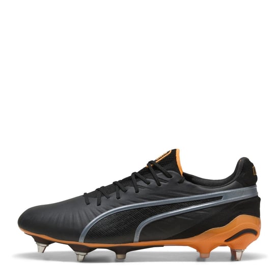 Men's Puma King .1 Soft Ground Football Boots in Black/Orange - Image 2
