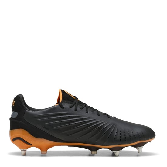Men's Puma King .1 Soft Ground Football Boots in Black/Orange - Image 4