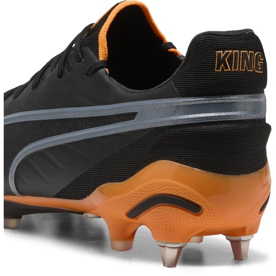 Men's Puma King .1 Soft Ground Football Boots in Black/Orange - Image 5