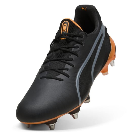 Men's Puma King .1 Soft Ground Football Boots in Black/Orange - Image 6
