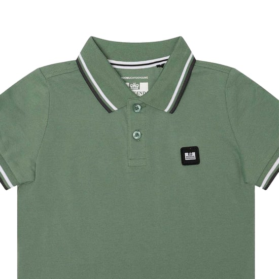 Weekend Offender Kinder Amorite Tipped Katoenen Poloshirt (Mid Groene) - Image 3