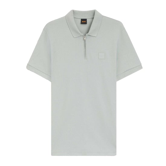 Boss Polo met kwartrits en logo voor heren (Zilver) - Image 1