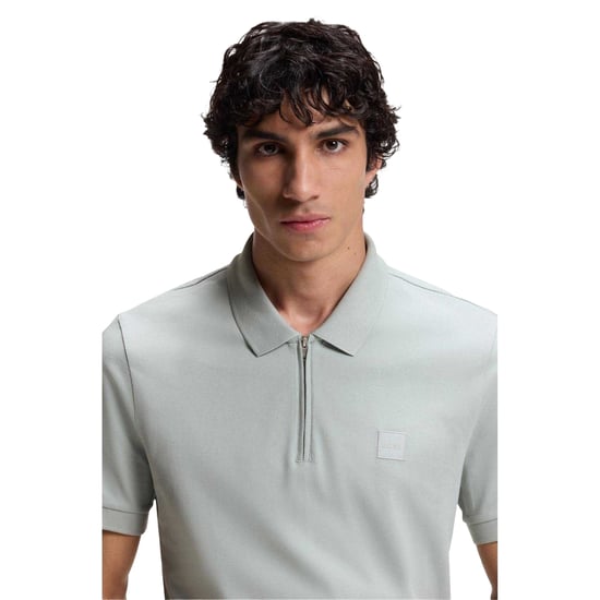 Boss Polo met kwartrits en logo voor heren (Zilver) - Image 3